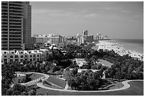 Miami Beach south end and beach. Florida, USA ( black and white)