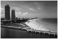 Maimi Beach pier and beach. Florida, USA ( black and white)