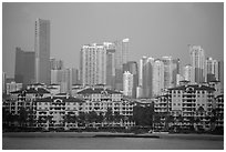 Miami Waterfront and high-rises at sunrise. Florida, USA ( black and white)