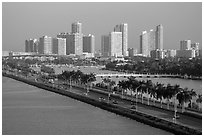 Causeway and Miami skyline. Florida, USA ( black and white)