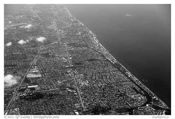 Aerial view of Fort Lauderdale. Florida, USA (black and white)