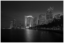 Brickell Skyline at night from Bayfront Park, Miami. Florida, USA ( black and white)