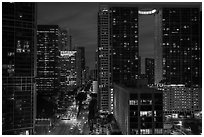 Brickell Avenue and downtown at night, Miami. Florida, USA ( black and white)