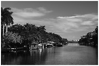 Biscayne Bay arm, North Beach, Miami Beach. Florida, USA ( black and white)
