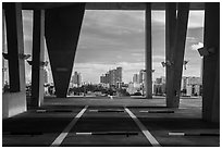 Open air parking garage designed by Herzog and de Meuron, Miami Beach. Florida, USA ( black and white)