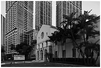 First Miami Presbyterian Church and Viceroy towers, Miami. Florida, USA ( black and white)