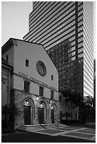 First Miami Presbyterian Church and Bank of America Financial Center, Miami. Florida, USA ( black and white)