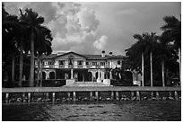 Mansion with waterfront. Coral Gables, Florida, USA ( black and white)