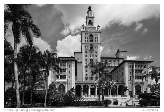 Coral Gables Biltmore Hotel. Coral Gables, Florida, USA (black and white)