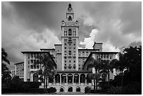 Miami Biltmore Hotel with clouds. Coral Gables, Florida, USA ( black and white)
