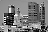 Georgia Capitol and high rise buildings, dusk. Atlanta, Georgia, USA (black and white)