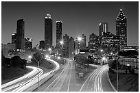 Atlanta skyline and highway at night. Atlanta, Georgia, USA (black and white)