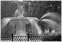 Detail of 1858 fountain in Forsyth Park. Savannah, Georgia, USA (black and white)