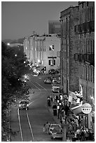 River street at dusk from above. Savannah, Georgia, USA (black and white)