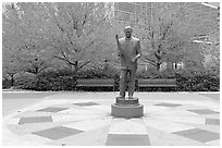 Monument to William Porter Payne and fall colors, Centenial Olympic Park. Atlanta, Georgia, USA ( black and white)