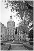 Statue and Georgia Capitol in fall. Atlanta, Georgia, USA ( black and white)