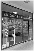 Silver Moon barber shop, oldest black shop in Atlanta. Atlanta, Georgia, USA (black and white)
