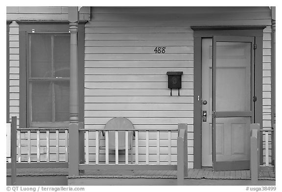 Porch of Sweet Auburn house, Martin Luther King National Historical Site. Atlanta, Georgia, USA (black and white)