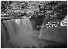 Rainbow over Cumberland Falls in winter. USA ( black and white)
