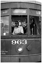 Saint-Charles tramway, Garden District. New Orleans, Louisiana, USA ( black and white)