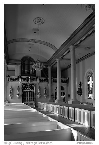 Interior of the church Saint-Martin-de-Tours, Saint Martinville. Louisiana, USA (black and white)