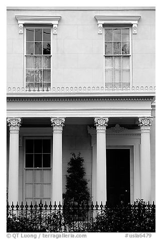 Facade in Southern style, Garden Distric. New Orleans, Louisiana, USA (black and white)