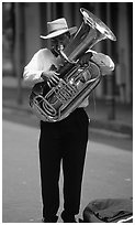 Street Musician, French Quarter. New Orleans, Louisiana, USA (black and white)