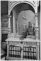Vintage Coca Cola soda fountain. Vicksburg, Mississippi, USA (black and white)