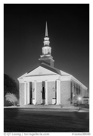 First Baptist Church in Federal style, by night. Natchez, Mississippi, USA