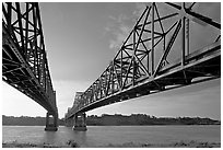 Bridges spanning the Mississippi River. Natchez, Mississippi, USA (black and white)