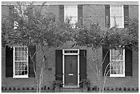 Facade of Gov Holmes house, later owned by Jefferson Davis. Natchez, Mississippi, USA (black and white)