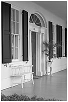 Porch of Griffith-McComas house. Natchez, Mississippi, USA ( black and white)