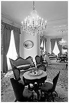 Rosewood furniture by John Henry Belter in Rosalie. Natchez, Mississippi, USA (black and white)