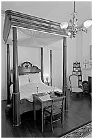 Bed in Rosalie house where General Grant slept. Natchez, Mississippi, USA (black and white)