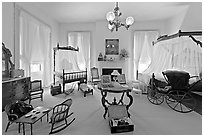 Children's room inside Rosalie. Natchez, Mississippi, USA (black and white)