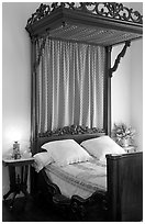 Bed inside Rosalie. Natchez, Mississippi, USA (black and white)