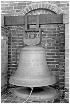 Bell from the USS Mississippi in Rosalie garden. Natchez, Mississippi, USA (black and white)