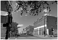 Street with old stores. Natchez, Mississippi, USA (black and white)