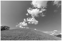 Mound and clouds. Natchez Trace Parkway, Mississippi, USA (black and white)