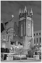 St Andrew Episcopal Cathedral at night. Jackson, Mississippi, USA (black and white)