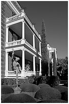 Gardens and Calhoon Mansion. Charleston, South Carolina, USA ( black and white)