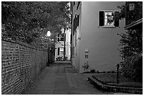 Alley at dusk. Charleston, South Carolina, USA ( black and white)