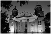 First Presbyterian Church, 1731, at twilight. Charleston, South Carolina, USA ( black and white)