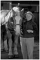 Woman and carriage horse. Beaufort, South Carolina, USA ( black and white)