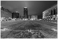 Bicentenial Park and old courthouse by night. Nashville, Tennessee, USA ( black and white)