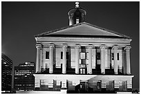 Greek Revival style Tennessee State Capitol by night. Nashville, Tennessee, USA ( black and white)