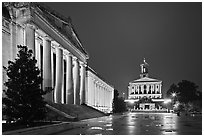 War Memorial and State Capitol by night. Nashville, Tennessee, USA ( black and white)