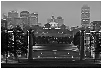 Night skyline with State Capitol from Bicentenial State Park. Nashville, Tennessee, USA ( black and white)