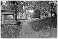 Path and memorial in gardens of state capitol. Nashville, Tennessee, USA ( black and white)