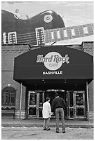 Entrance and mural, Hard Rock Cafe. Nashville, Tennessee, USA ( black and white)